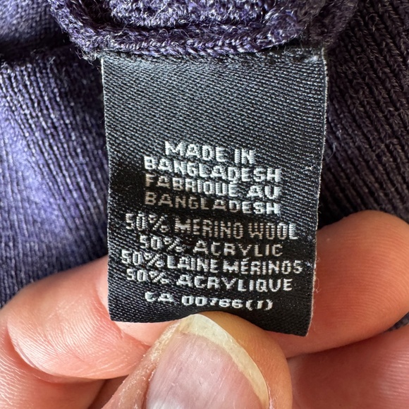 Britches Mens Merino Wool Blend Long Sleeve Textured Front Sweater Purple Large - Picture 7 of 13